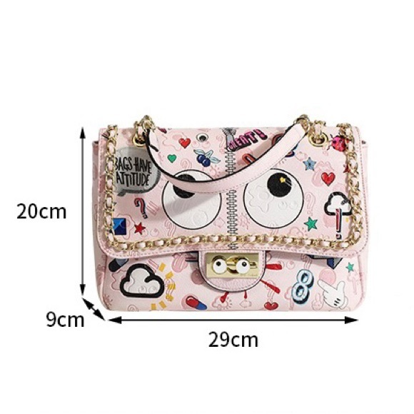 Crossbody and Shoulder Bag - Pink & Blue - Picture 13 of 16